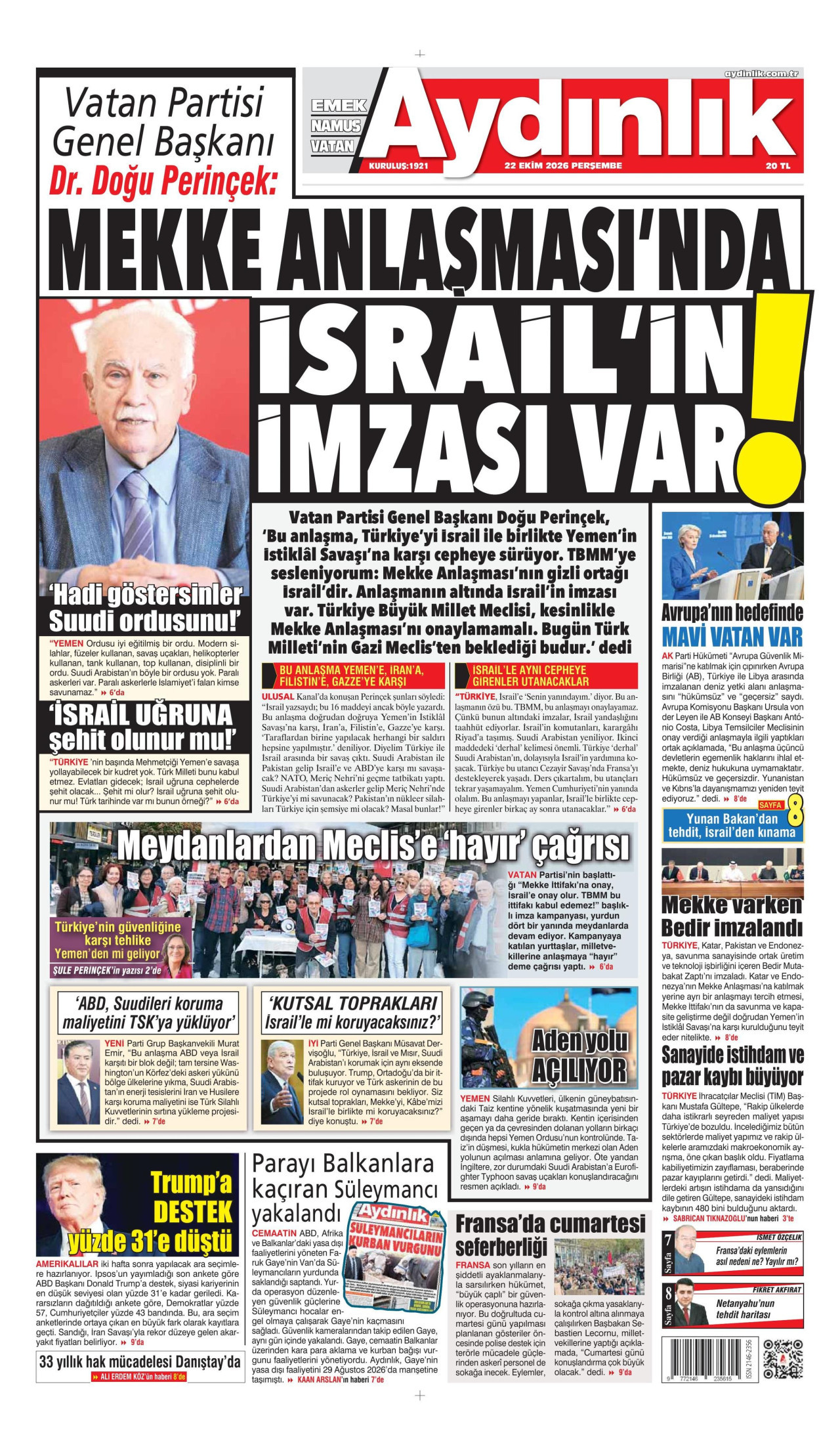 Aydınlık Gazetesi Gazetesi gazetesi manşeti