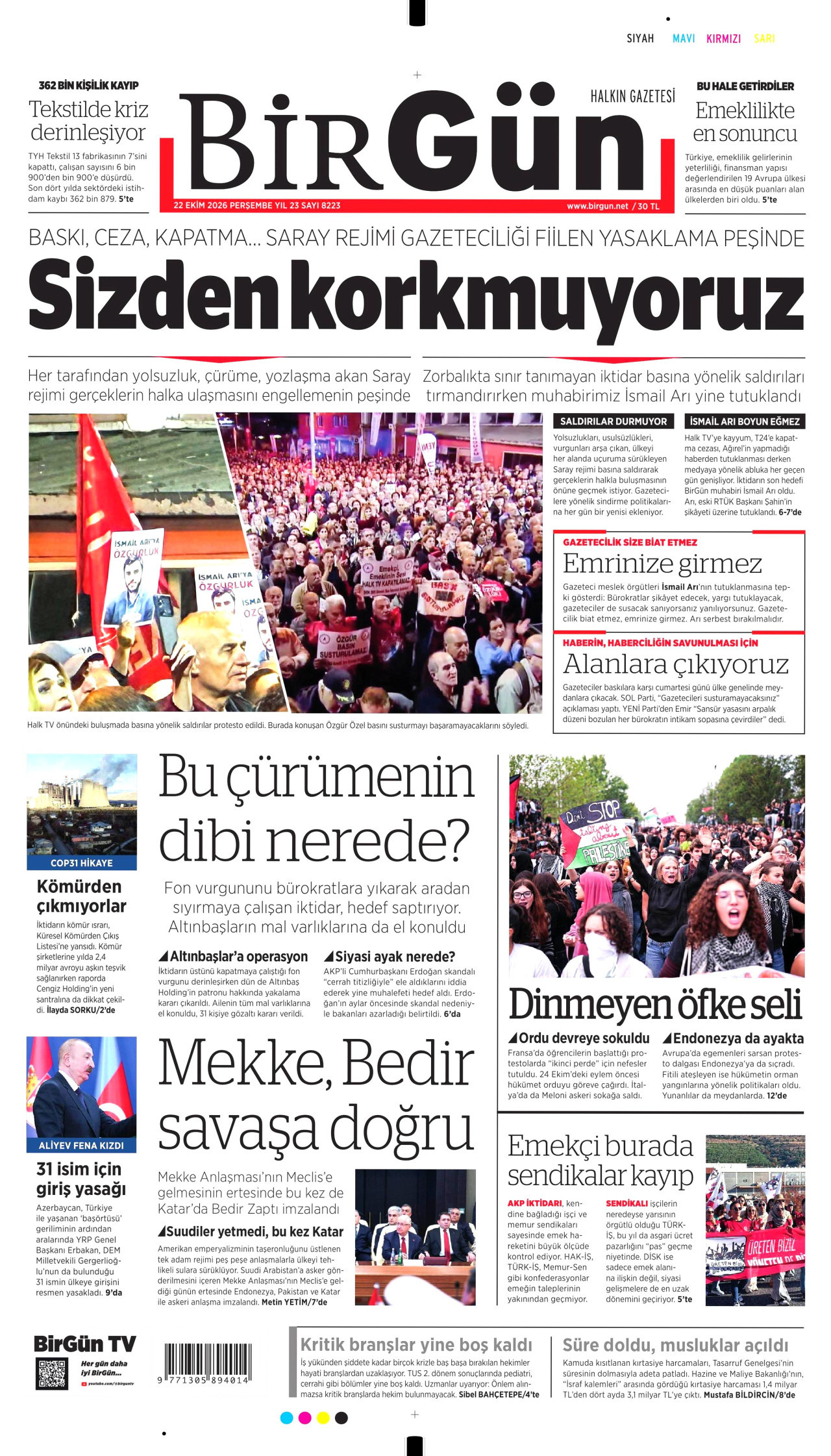 BirGün Gazetesi gazetesi manşeti