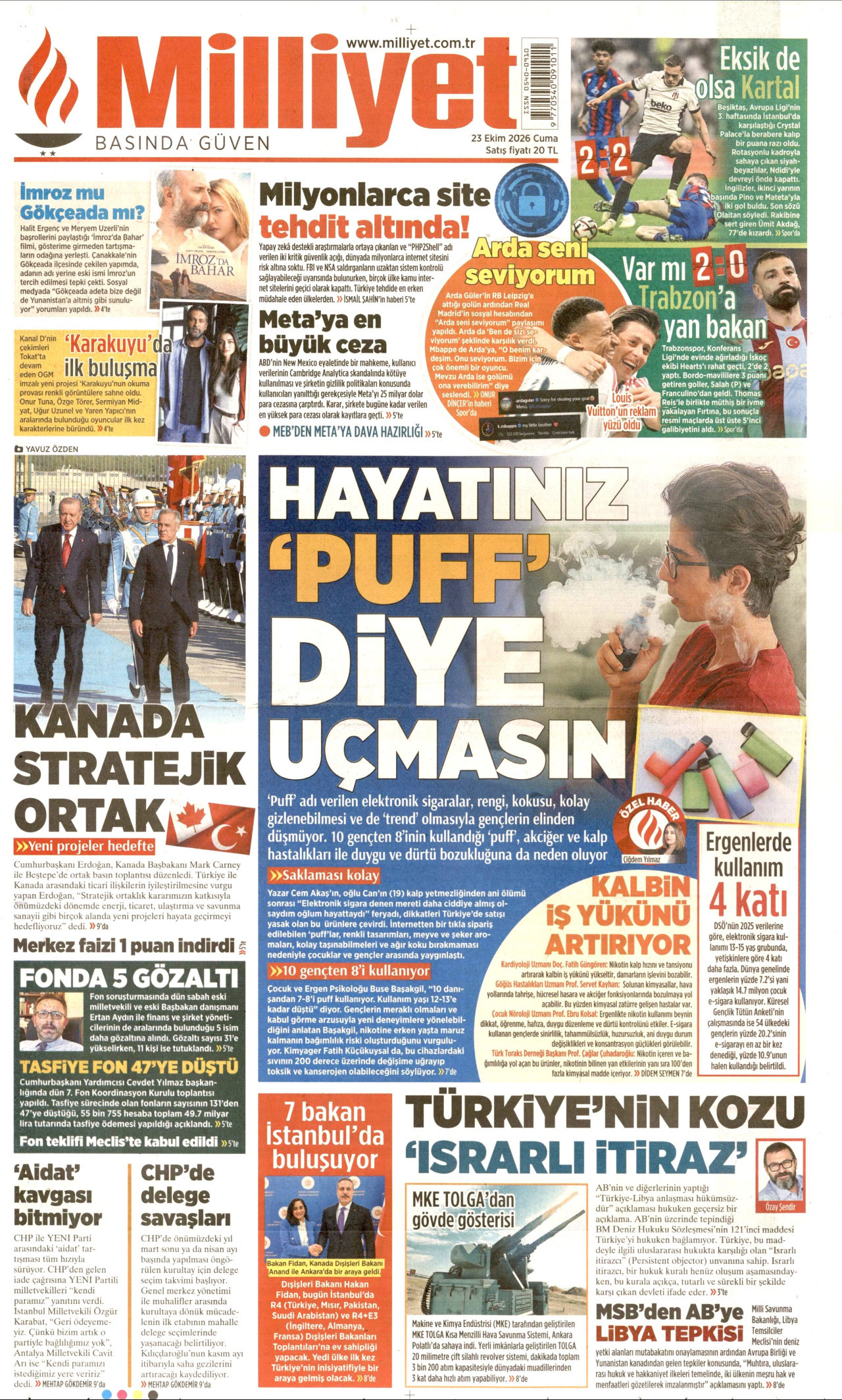 Milliyet Gazetesi gazetesi manşeti