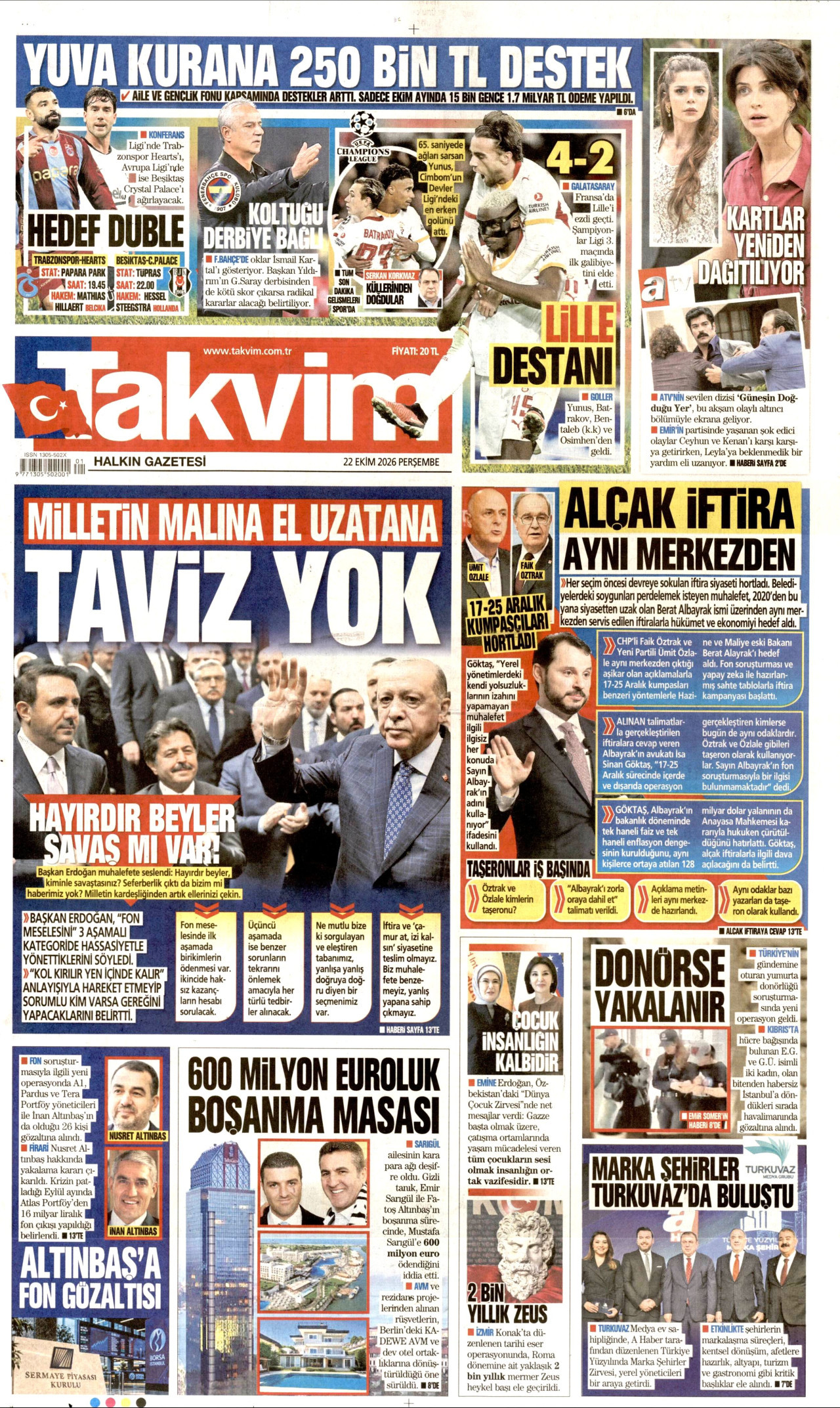 Takvim Gazetesi gazetesi manşeti